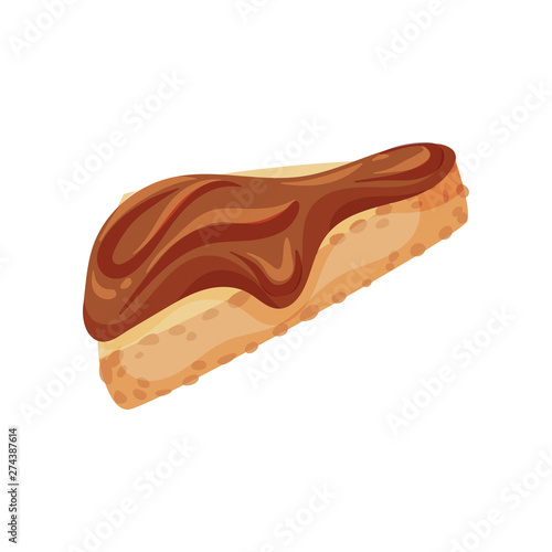 Bread with chocolate spread. Vector illustration on white background.