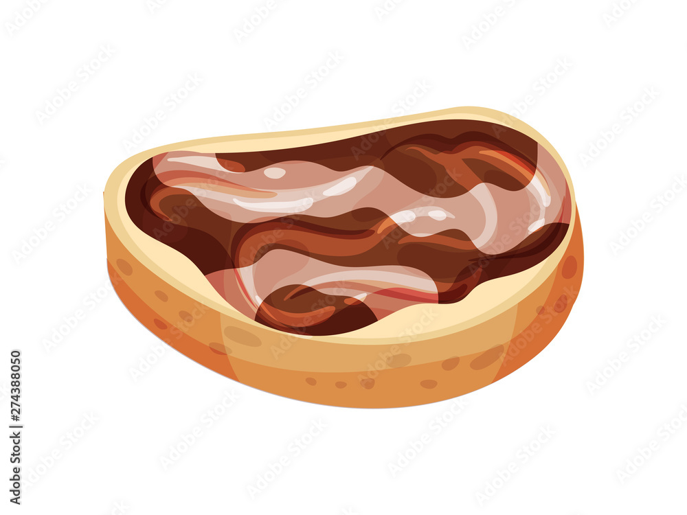 Bread with chocolate and nut paste. Vector illustration on white background. Bread with chocolate and nut paste. Vector illustration on white background.