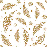 Vector boho feathers seamless pattern.