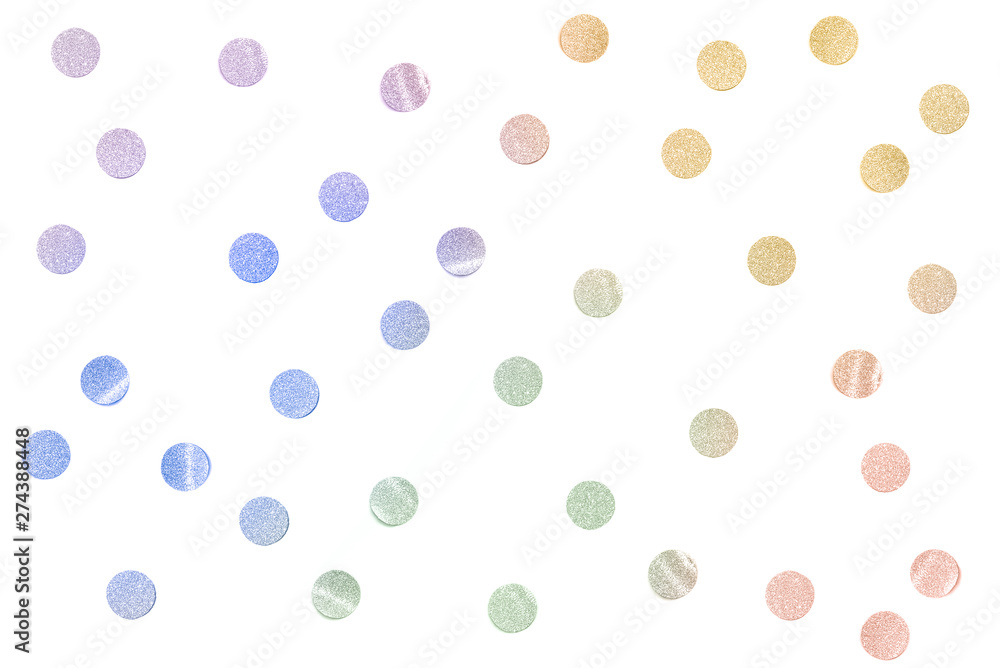Rainbow glitter dot paper cut on white background - isolated