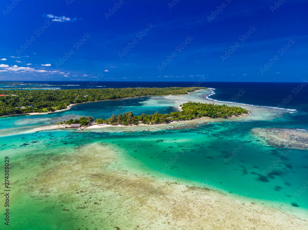 Drone aerial view of Erakor Island, Vanuatu, near Port Vila