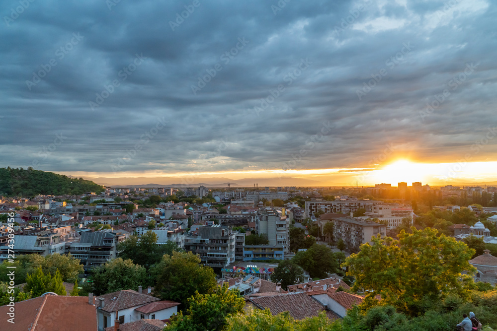 Sunset from one of the seven hills in Plovdiv city