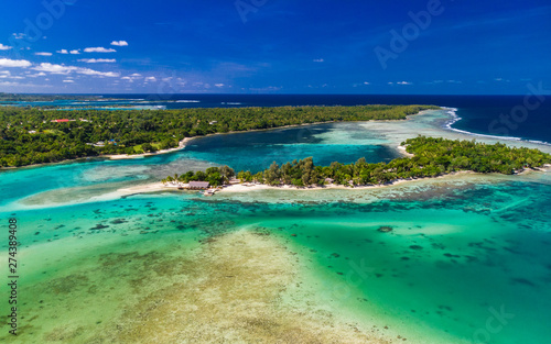 Drone aerial view of Erakor Island, Vanuatu, near Port Vila © Martin Valigursky