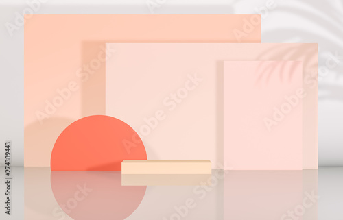 Natural beauty podium backdrop with geometric shape for product display. Abstract 3d composition background.