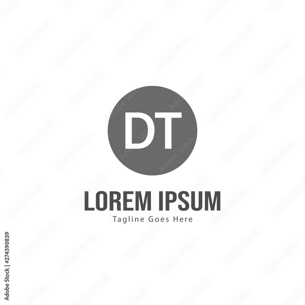 Initial DT logo template with modern frame. Minimalist DT letter logo vector illustration