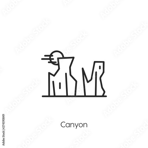 canyon icon. canyon vector symbol. Linear style sign for mobile concept and web design. Canyon symbol illustration. Pixel vector graphics - Vector	