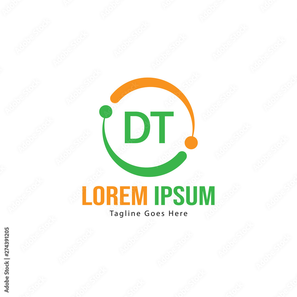 Initial DT logo template with modern frame. Minimalist DT letter logo vector illustration Initial DT logo template with modern frame. Minimalist DT letter logo vector illustration