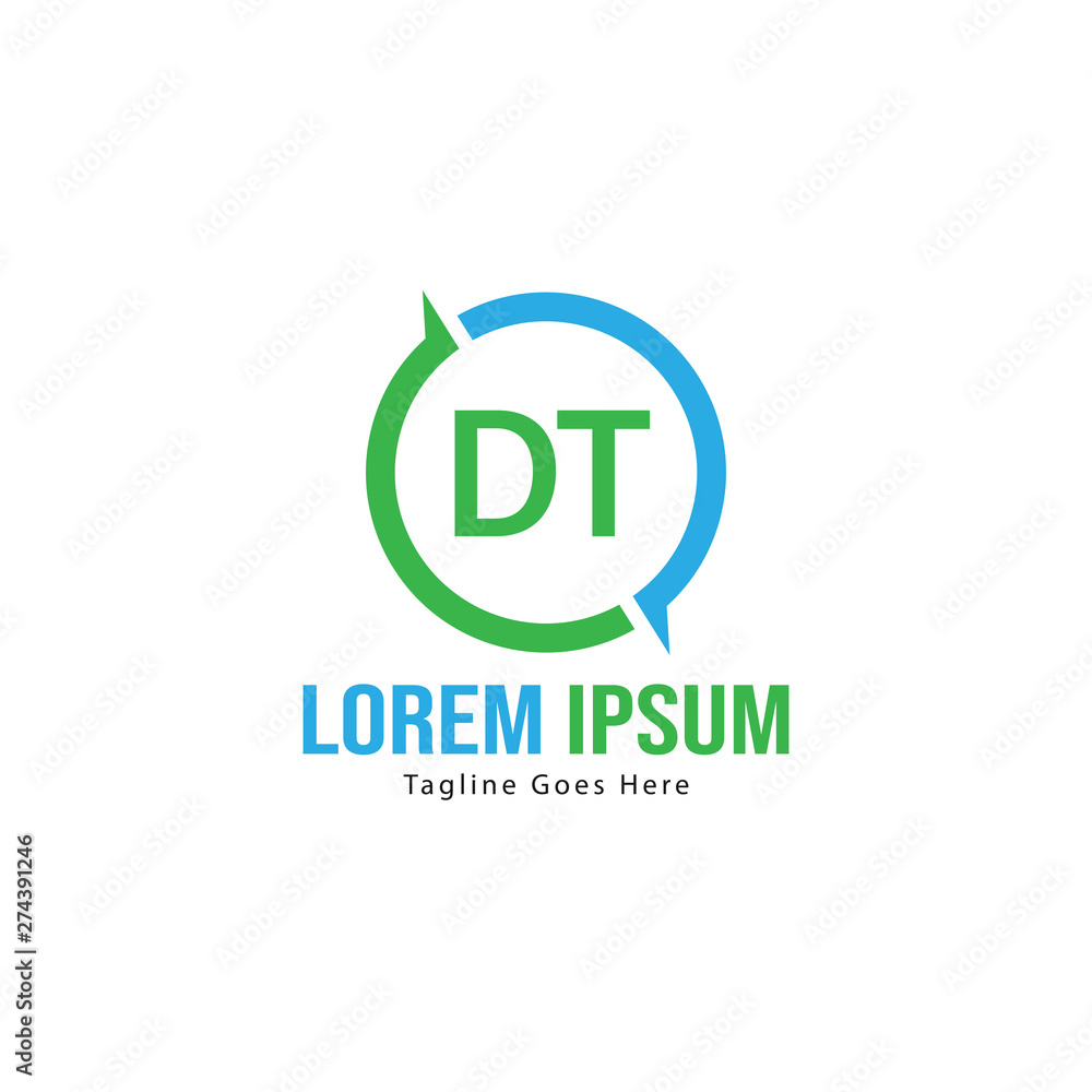 Initial DT logo template with modern frame. Minimalist DT letter logo vector illustration Initial DT logo template with modern frame. Minimalist DT letter logo vector illustration