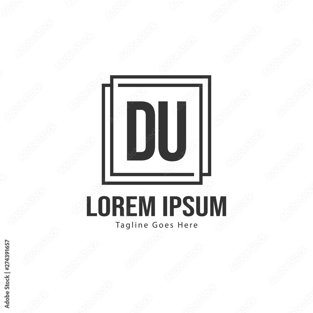Fototapeta premium Initial DU logo template with modern frame. Minimalist DU letter logo vector illustration