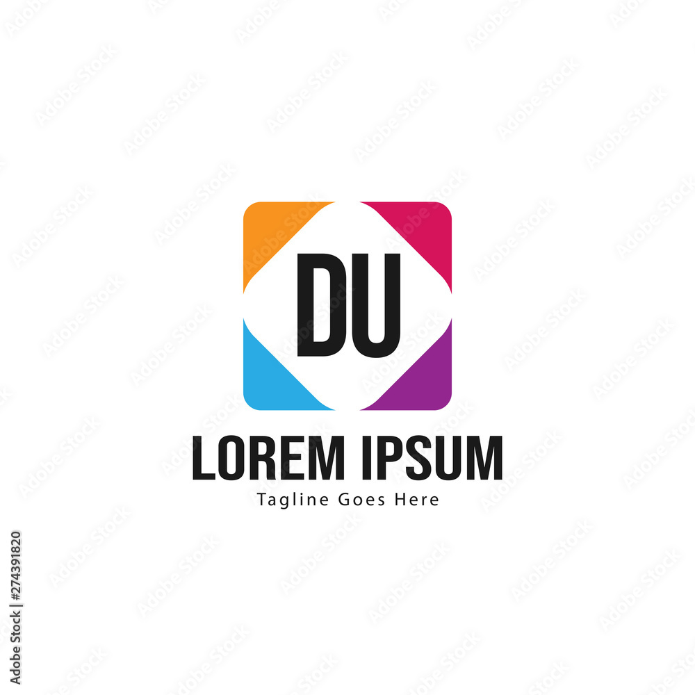 Fototapeta premium Initial DU logo template with modern frame. Minimalist DU letter logo vector illustration