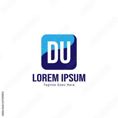 Initial DU logo template with modern frame. Minimalist DU letter logo vector illustration