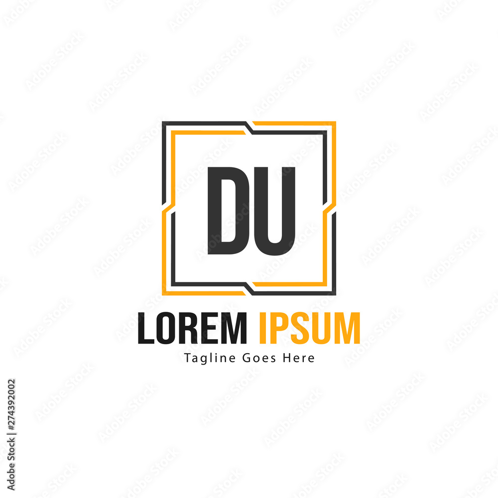 Fototapeta premium Initial DU logo template with modern frame. Minimalist DU letter logo vector illustration