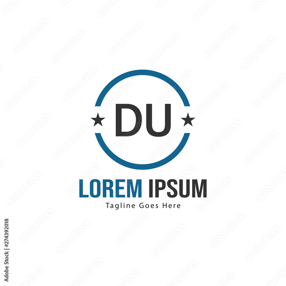 Initial DU logo template with modern frame. Minimalist DU letter logo vector illustration Initial DU logo template with modern frame. Minimalist DU letter logo vector illustration