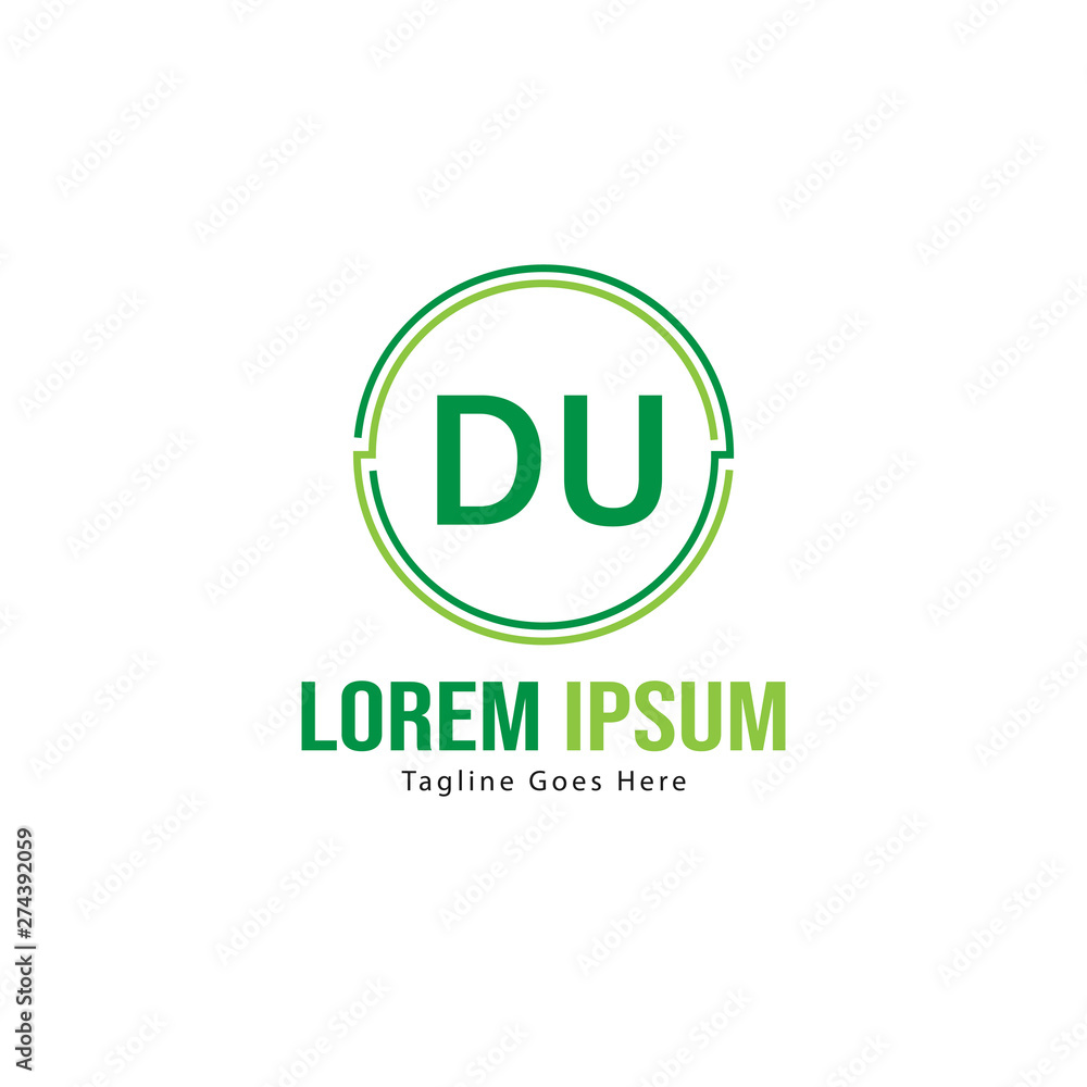 Initial DU logo template with modern frame. Minimalist DU letter logo vector illustration Initial DU logo template with modern frame. Minimalist DU letter logo vector illustration