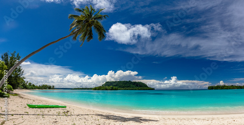 Fototapeta Naklejka Na Ścianę i Meble -  Port Orly sandy beach with palm trees, Espiritu Santo Island, Vanuatu.
