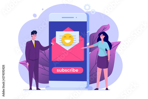 Email marketing, subscribe concept. Received newsletter. Vector  illustration