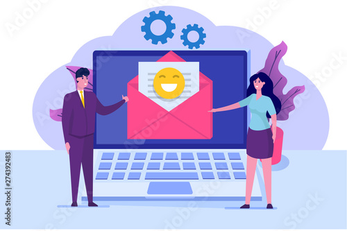 Email marketing, subscribe concept. Received newsletter. Vector  illustration