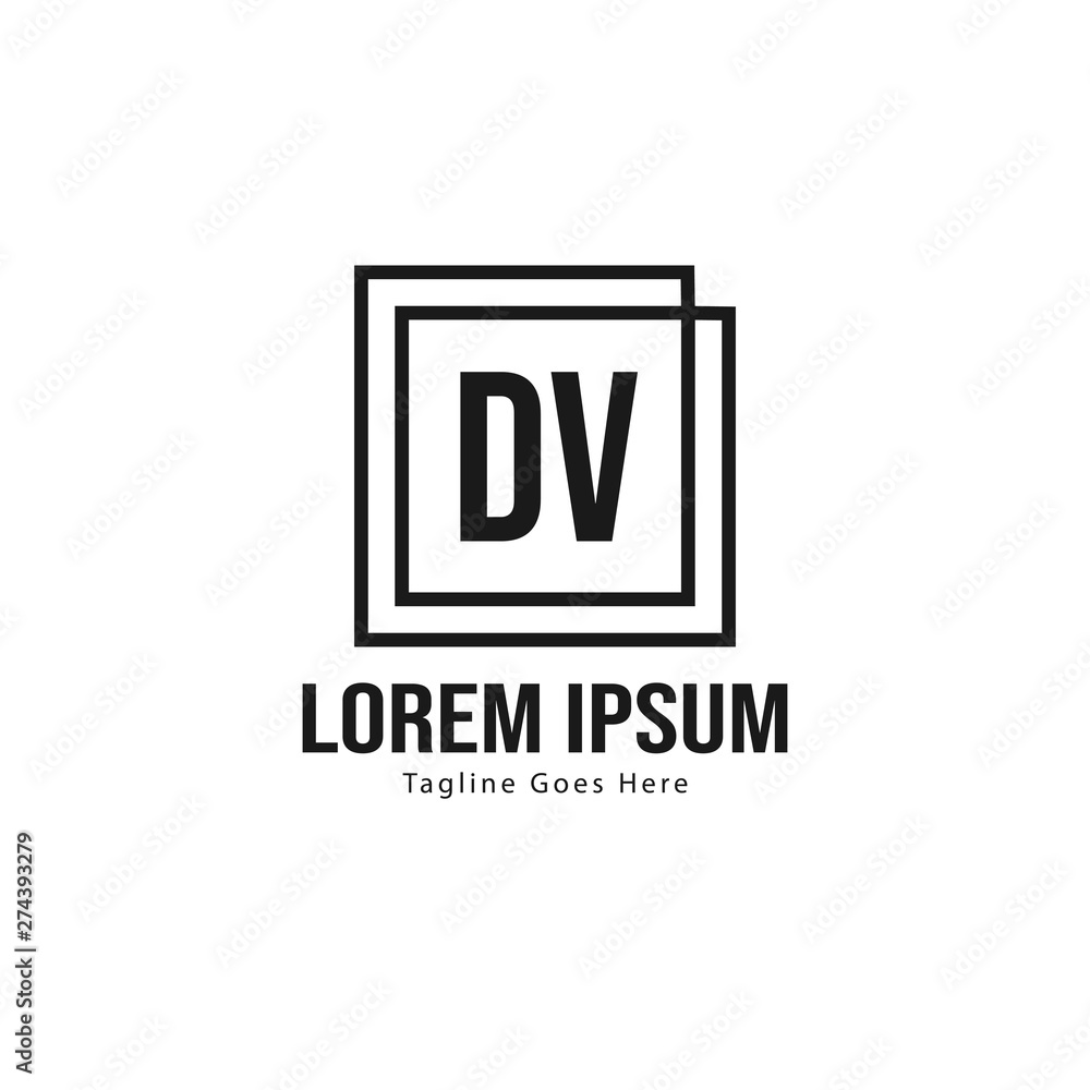 Initial DV logo template with modern frame. Minimalist DV letter logo vector illustration Initial DV logo template with modern frame. Minimalist DV letter logo vector illustration