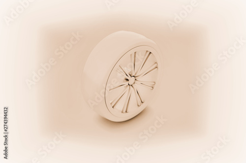 Car wheel, white background. 3D illustration photo