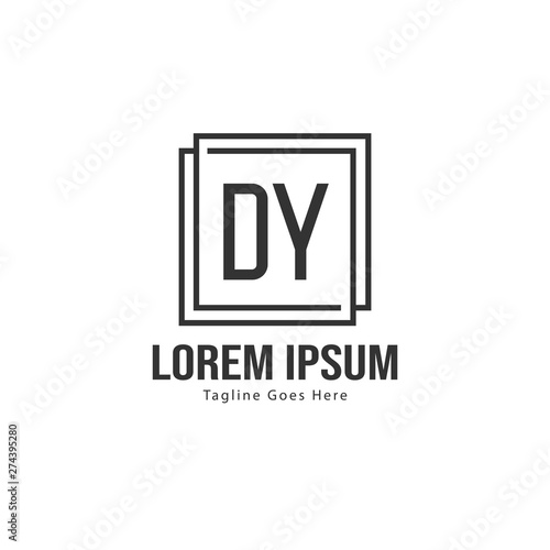 Initial DY logo template with modern frame. Minimalist DY letter logo vector illustration