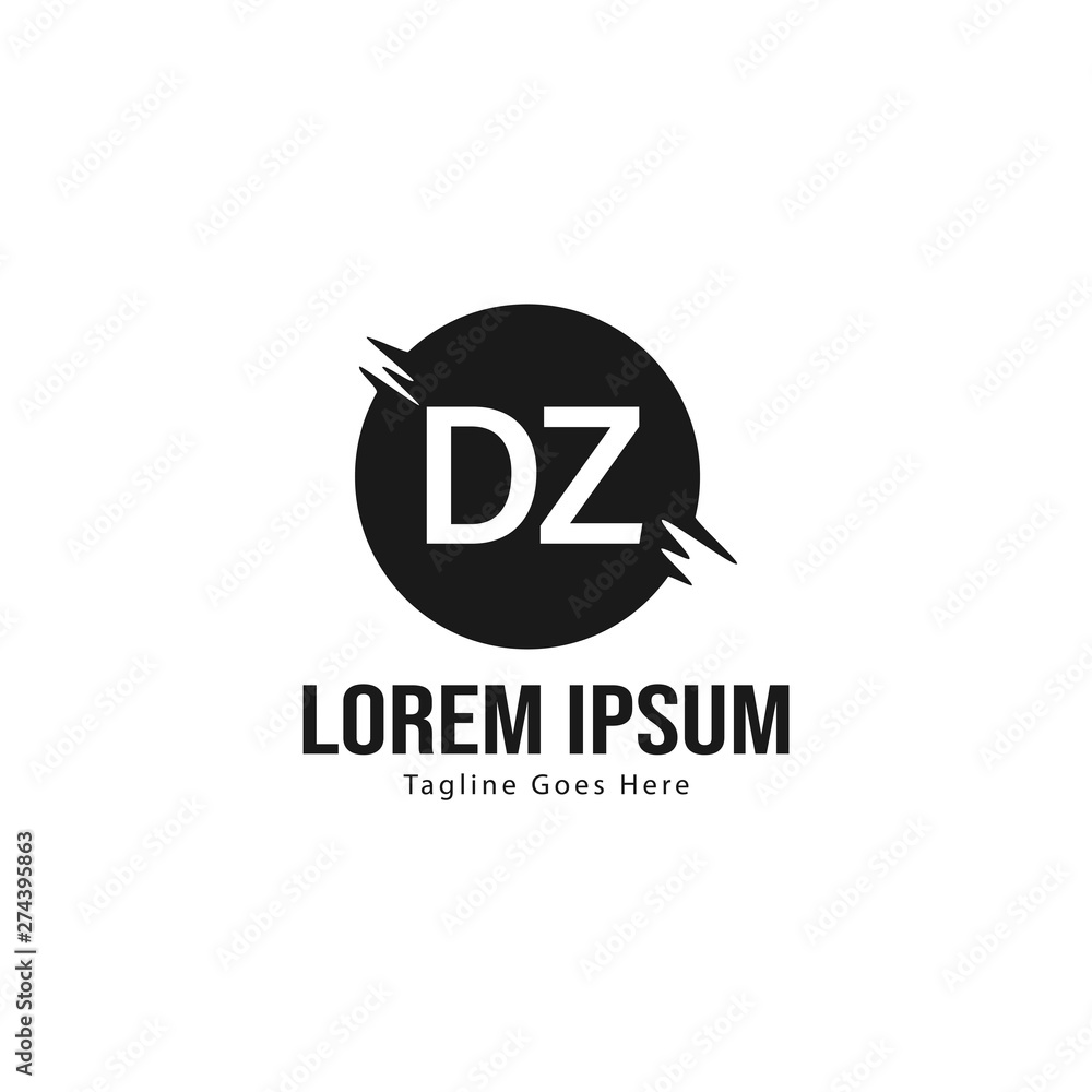 Initial DZ logo template with modern frame. Minimalist DZ letter logo vector illustration