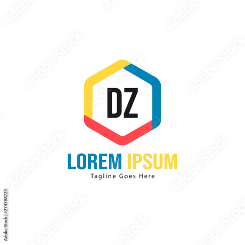 Initial DZ logo template with modern frame. Minimalist DZ letter logo vector illustration