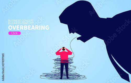 Businessman trapped by the language of the giant