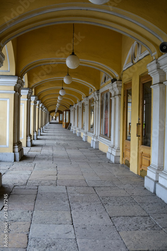 Arched passage along the  old building  St. Petersburg  Russia