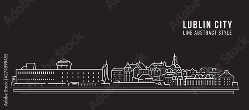 Cityscape Building Line art Vector Illustration design -  Lublin city photo