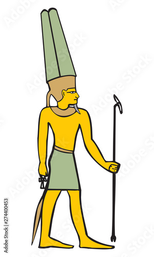 Amon, God of Black Heavenly Space, Air, Symbol of Ancient Egyptian Culture Vector Illustration