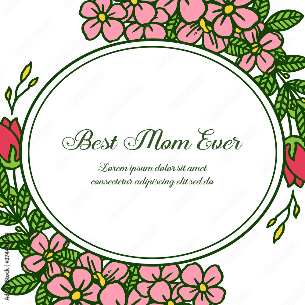 Vector illustration various of cute leaf flower frame for invitation card of best mom Vector illustration various of cute leaf flower frame for invitation card of best mom