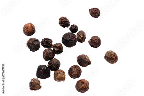 Black pepper spice isolated on white background