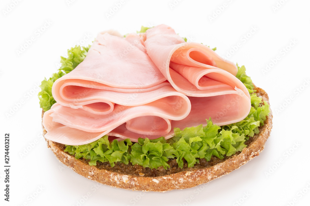 Sandwich with pork ham on white background. Sandwich with pork ham on white background.