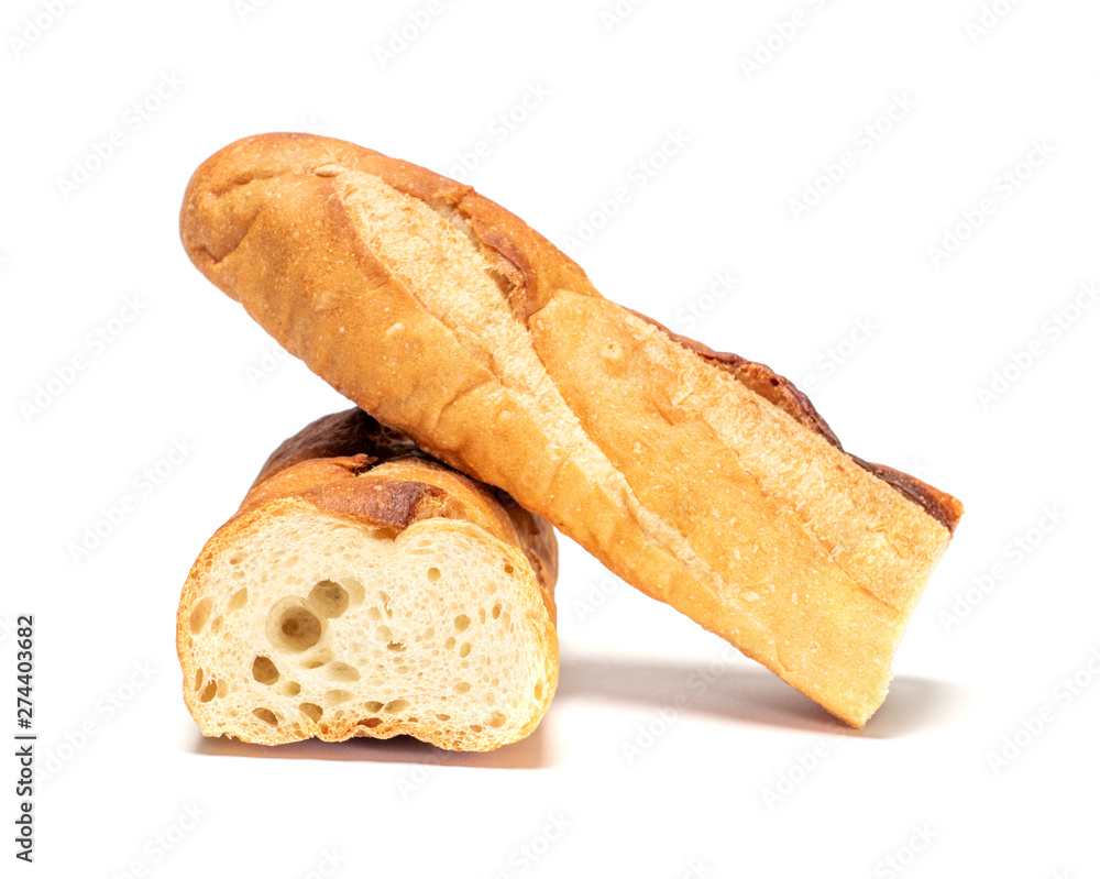 Baguette cut in half. Baguette bread. French bread. Organic baguette francese on isolated Baguette cut in half. Baguette bread. French bread. Organic baguette francese on isolated