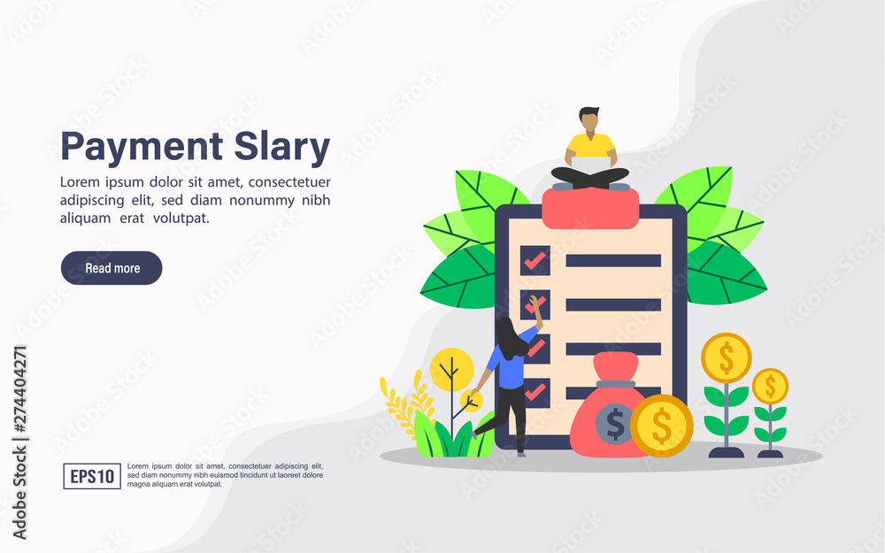 Vector illustration concept of salary payment. Modern illustration conceptual for banner, flyer, promotion, marketing material, online advertising, business presentation Vector illustration concept of salary payment. Modern illustration conceptual for banner, flyer, promotion, marketing material, online advertising, business presentation