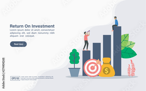 Vector illustration concept of return on investment. Modern illustration conceptual for banner, flyer, promotion, marketing material, online advertising, business presentation