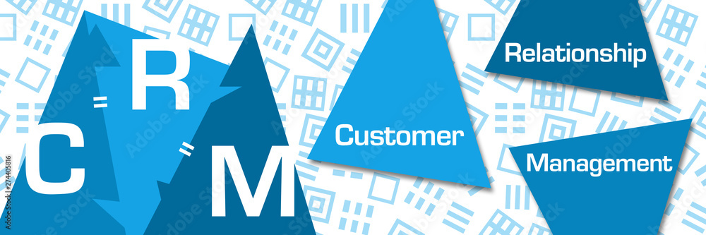 Obraz premium CRM - Customer Relationship Management Blue Triangle Horizontal 