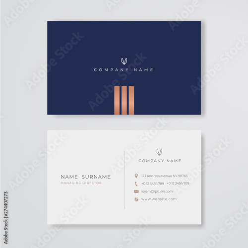 Blue and white business card clean design vector template