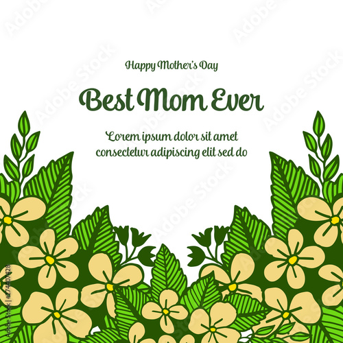 Vector illustration decor of card best mom with elegant yellow flower frame