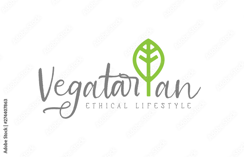 Fototapeta premium vegetarian creative green leaf logo icon design concept idea