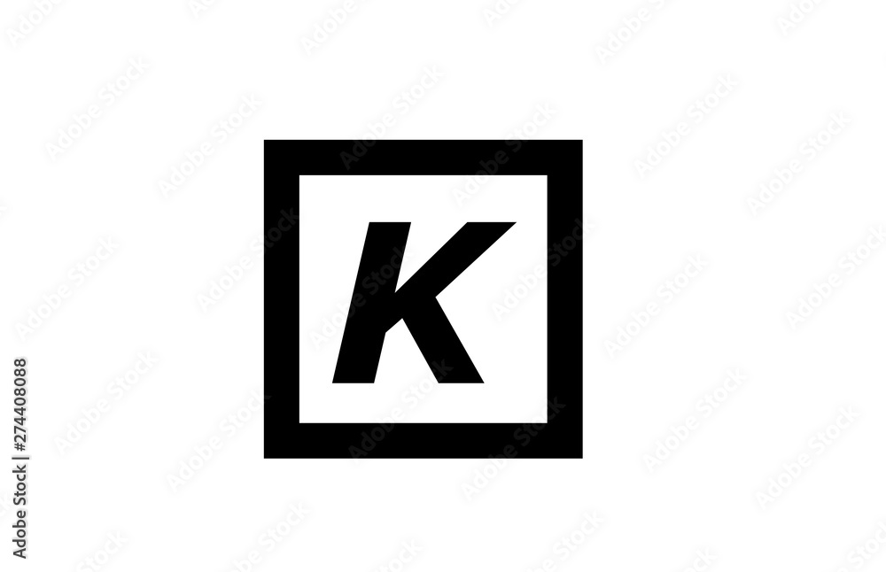 K black and white square alphabet letter logo icon design K black and white square alphabet letter logo icon design