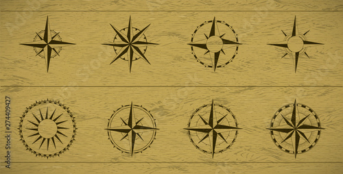 Rose of winds faces for navigational and directional devices.