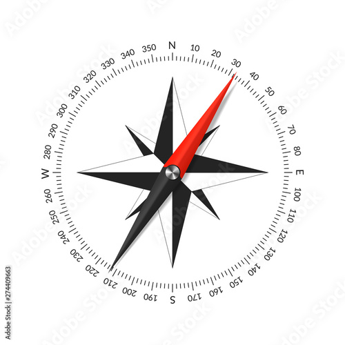 Compass face with wind rose and dial.