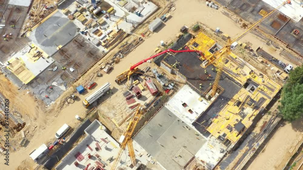 Aerial view of a new house building on a construction site. Aerial view of a new house building on a construction site.