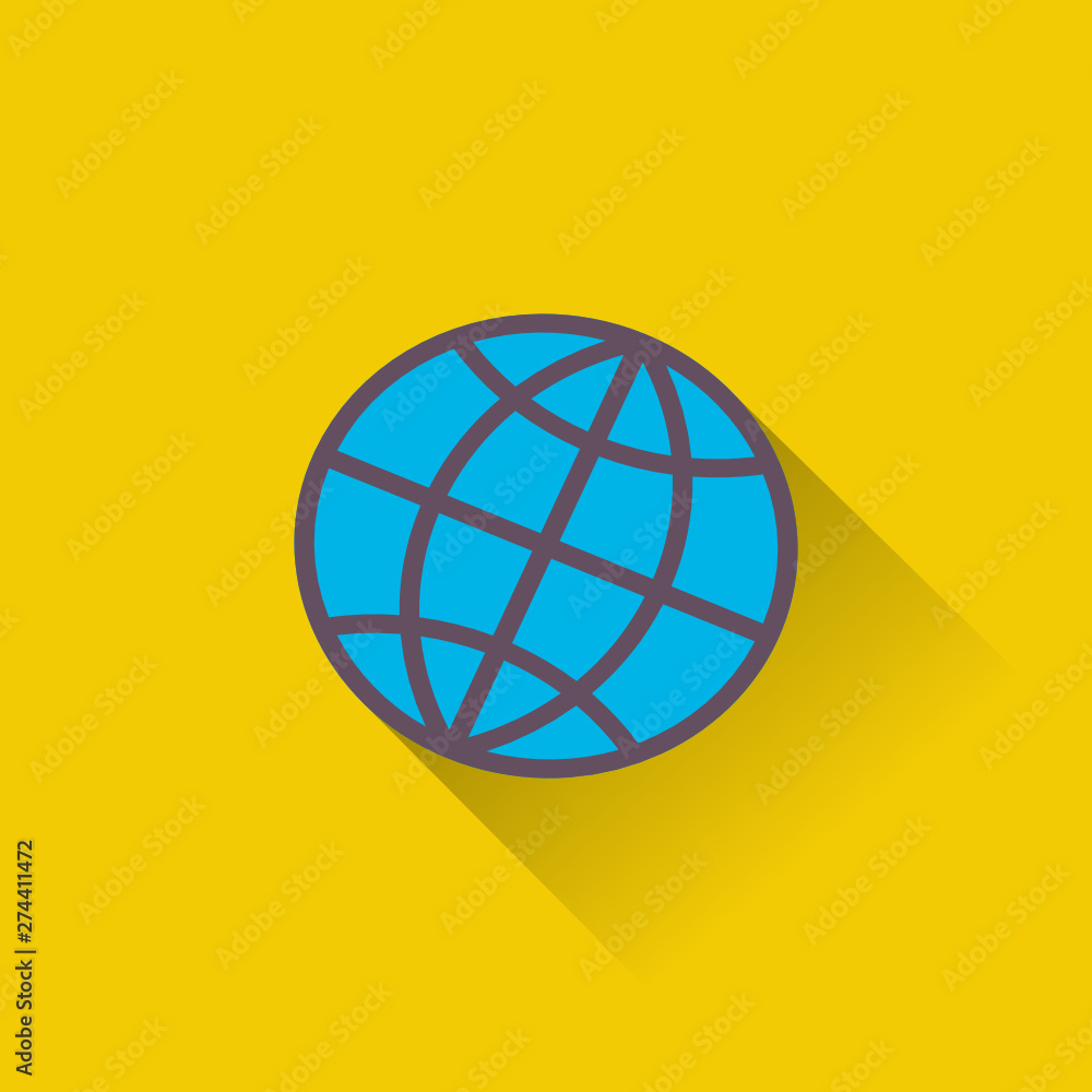 Earth flat icon. Globe symbol with shadow Earth flat icon. Globe symbol with shadow