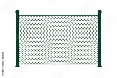 Wire fence gauge on white background. Vector construction border. Isolated flat illustration. Sport net, soccer field protection.