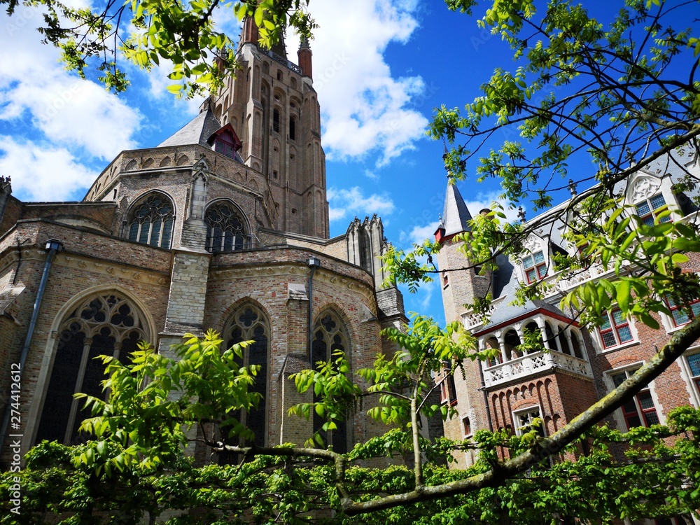Church of Our Lady in Bruges by a sunny day