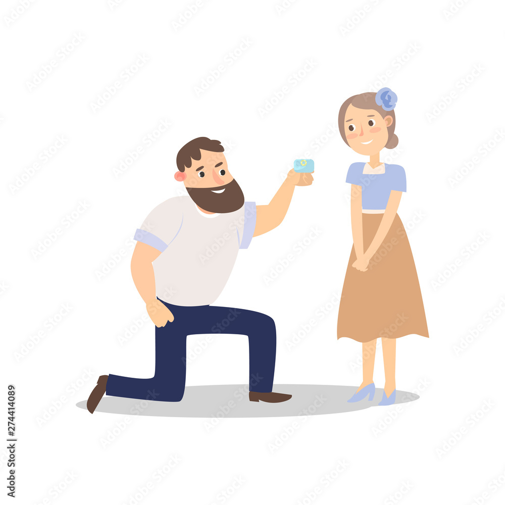 Hipster happy man is asking if you marry me to his girl Hipster happy man is asking if you marry me to his girl