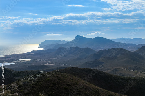 Mountains and coastline landscape of the National Park of Calblanque in Murcia  Spain.