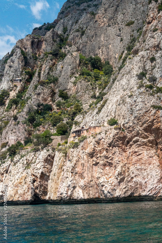 Greece, april 2019, Holy Mountain Athos – different views of monasteries exteriors